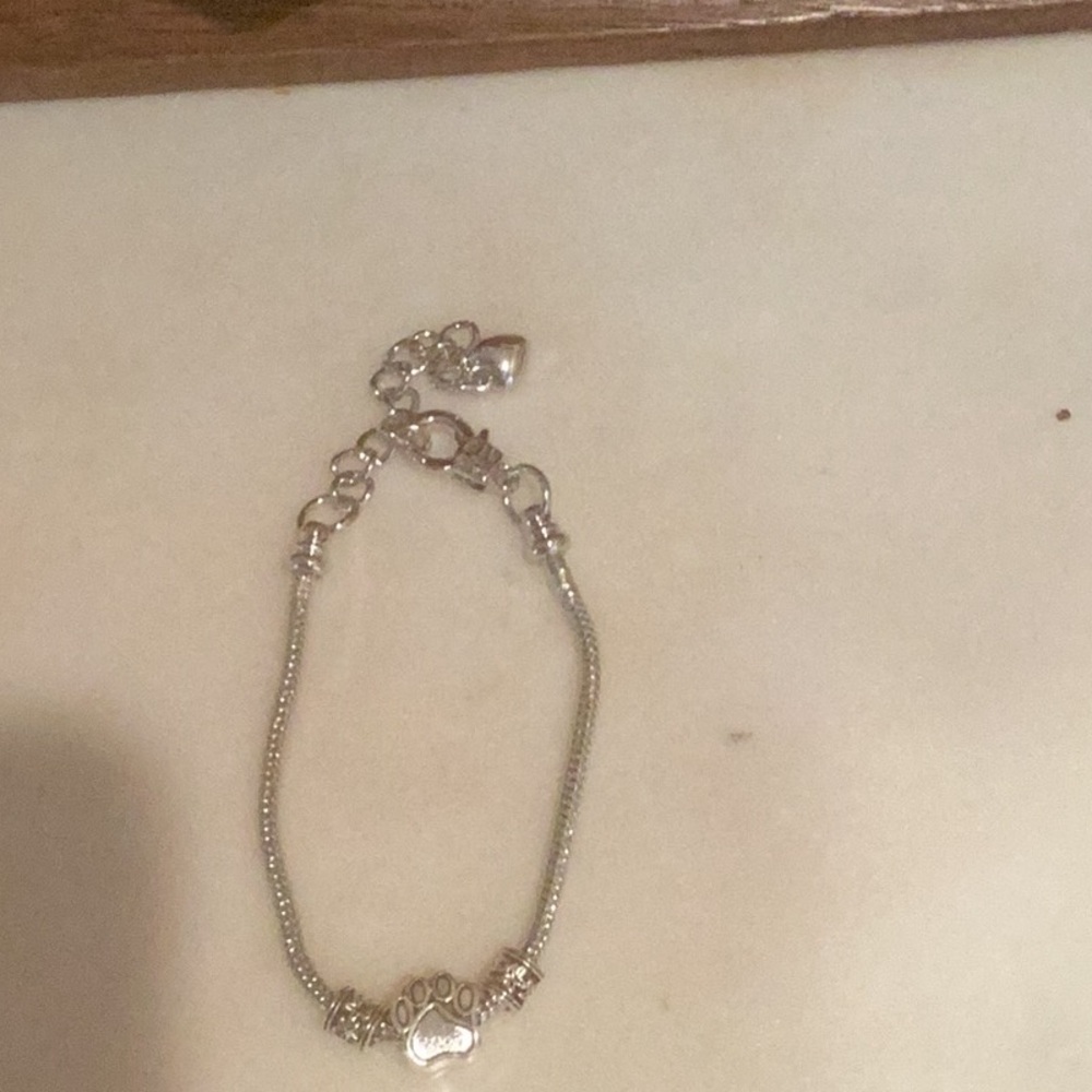 Silver Tone Paw Print Bracelet